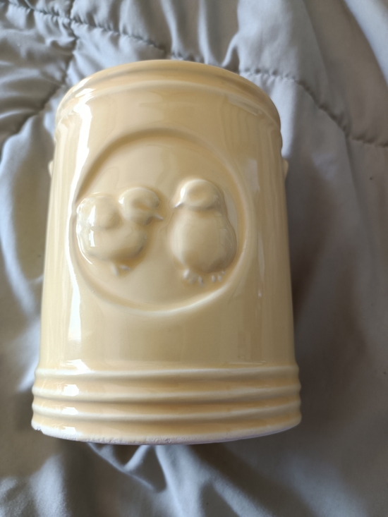 Other - Yellow Ceramic Canister with Embossed Chick Design